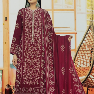 Dhanak 3 Piece Embroidered Suit - Image 4