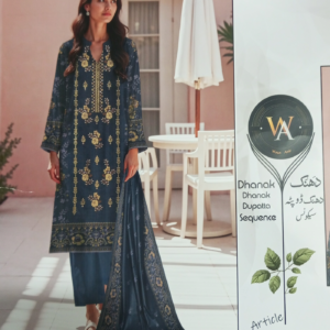 Dhanak 3 Piece Embroidered Suit - Image 4