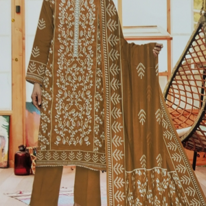 Dhanak 3 Piece Embroidered Suit - Image 4