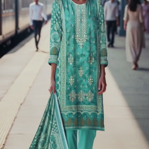 Khaddar 3 Piece Embroidered Suit - Image 4