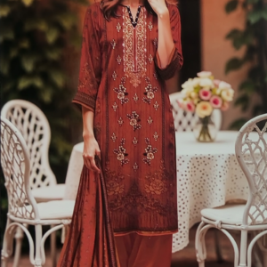 Khaddar 3 Piece Embroidered Suit - Image 4