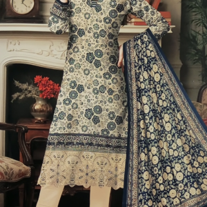 Khaddar 3 Piece Embroidered Suit with Patch - Image 3