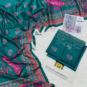 Linen 3 Piece Printed Suit by Mausummery