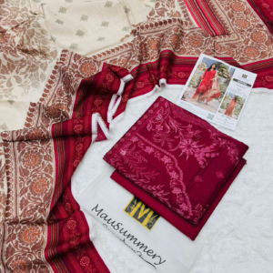 Linen 3 Piece Printed Suit by Mausummery