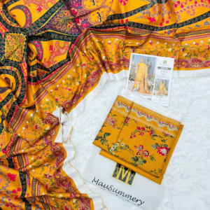 Linen 3 Piece Printed Suit by Mausummery